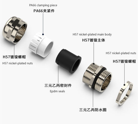 M8X1(2-4) নিকেলযুক্ত ব্রোঞ্জের তারের গ্রন্থি IP68 জলরোধী সংযোগকারী